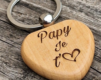Personalized heart-shaped wooden key door, personalized gift, grandfather's day, grandpa, dad, mom, birthday, Valentine's Day