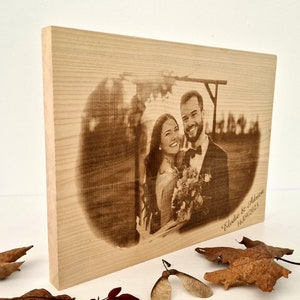Fotograbado láser personalizado sobre madera - retrato para parejas - regalo - retrato - fotografía grabada - Pirografía - pintura