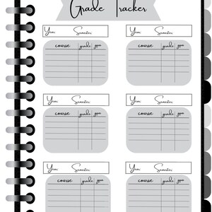 Grade Tracker, digital download, student planner, track your grades pdf