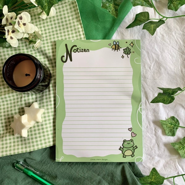 Notizblock mit süßem Frosch | Froggy Notepad | Kawaii Notizblock A5