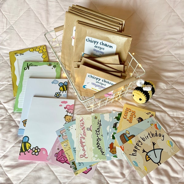 Mystery Bags & Oops Mystery Bags | Karten und Notizblöcke | Kawaii Stationery Mystery Bag Set by Chirpy Charm Designs | A-Ware und B-Ware