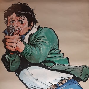 Vintage Belgian Police Target Poster - Designed by Herman (1989, 88x73.5cm)