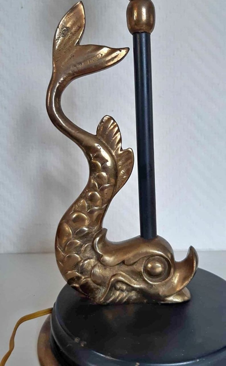Brass and Bronze Koi Fish Table Lamp 1930 Etsy Australia