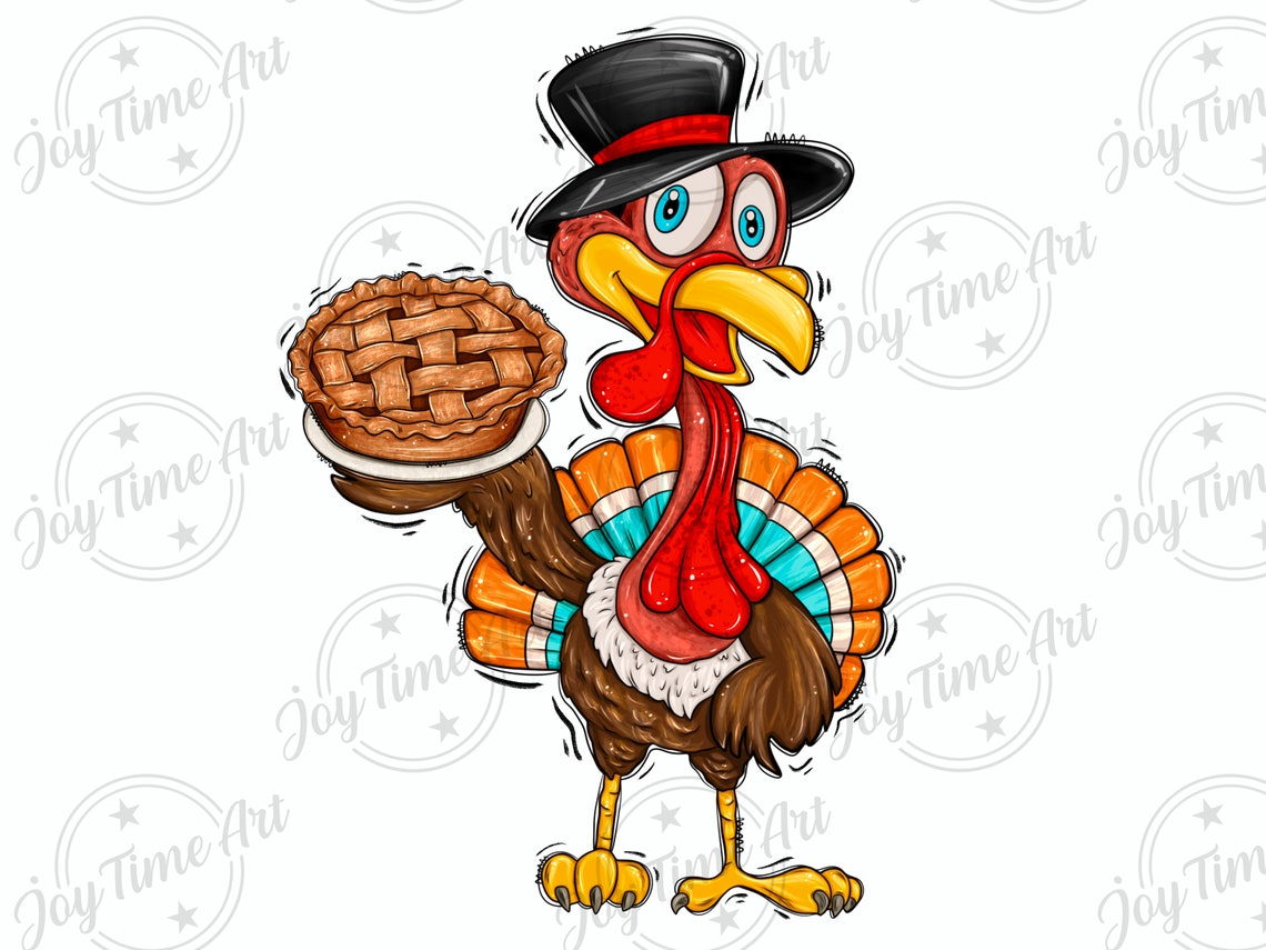 Turkey With Pie Png Sublimation DesignAutumn pngFall vibes image 1