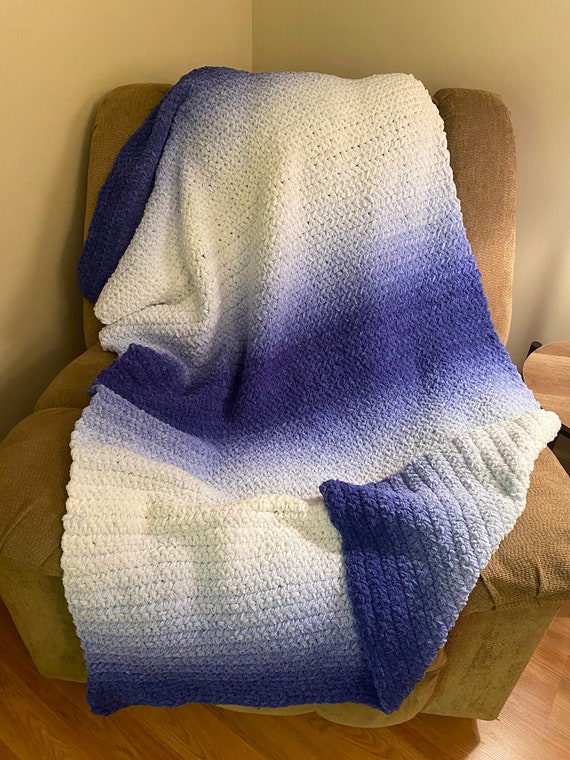 Blue & white ombré crochet blanket