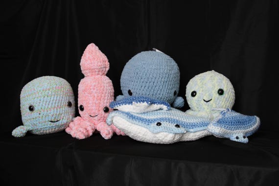 Crochet Marine Life- Stingray, Whale, Squid, Octopus