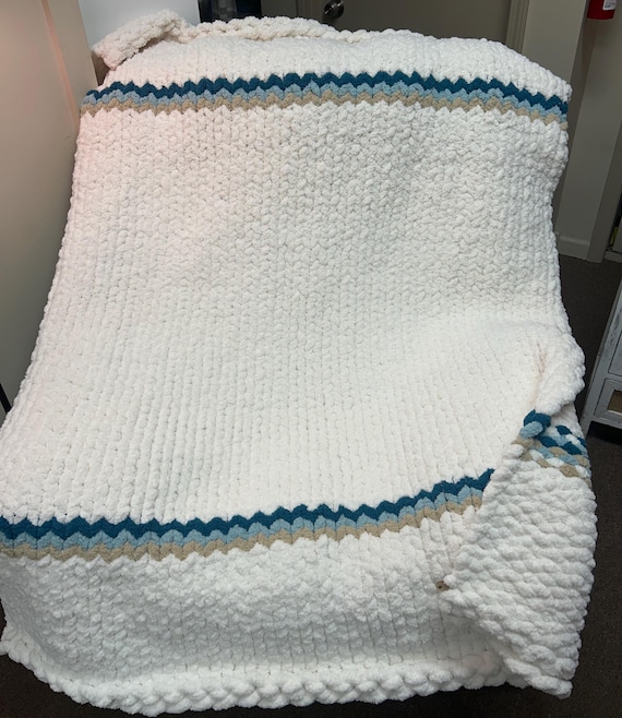 Beach vibe stripes chunky knit blanket~ ready to ship