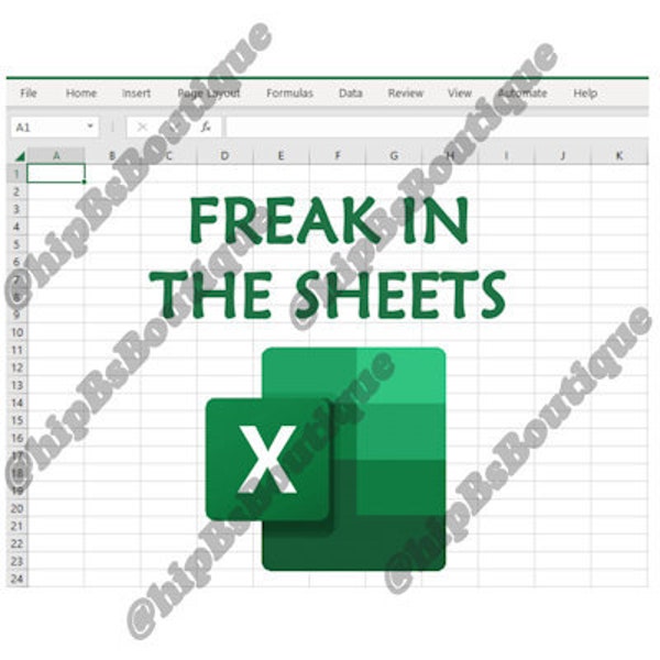 MS Excel Freak in the Sheets PNG Graphic Digital Download office humor