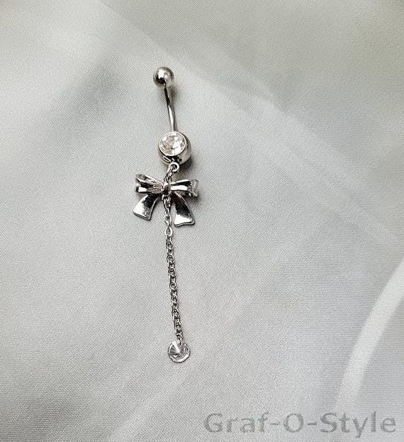 piercing anneau de nombril à boucle avec accent de chaîne pendante