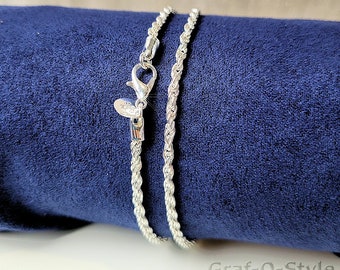 Elegant .925 Sterling Silver Rope Chain Necklace