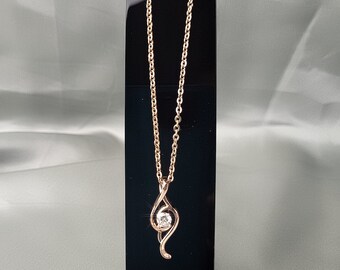 Rose .925 Sterling Silver Zircon Pendant Necklace / Rose .925 Sterling Silver Zircon Pendant Necklace