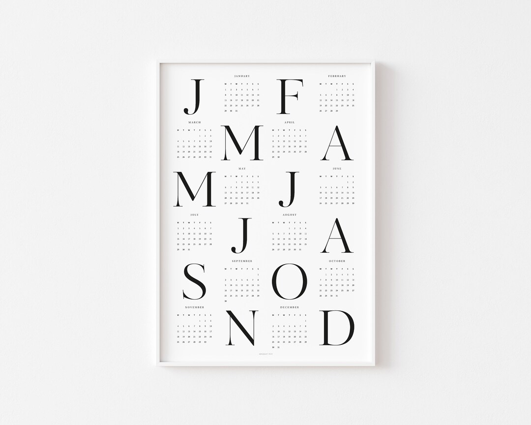 2024 Wall Calendar, Minimalist Calendar, Large Calendar, One Page