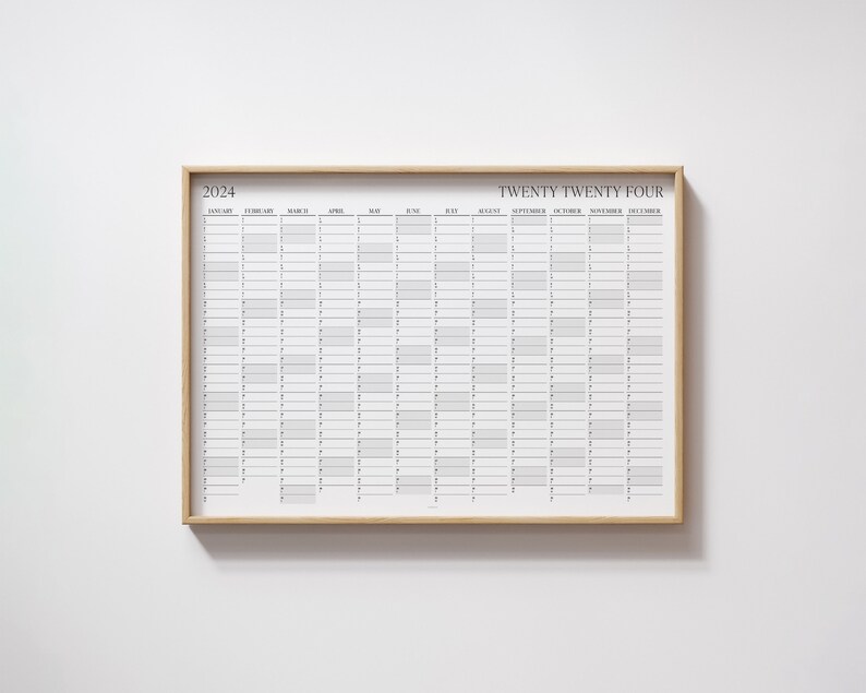 Year Planner 2024, Horizontal Wall Planner, Big Wall Calendar, 2024