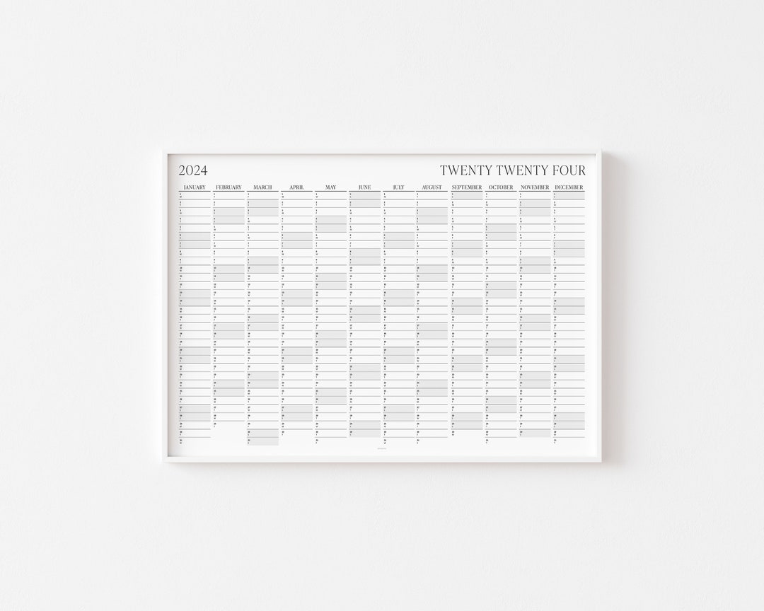 Year Planner 2024, Horizontal Wall Planner, Big Wall Calendar, 2024