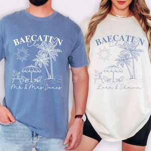 Custom Couple Matching Vacation Shirt, Baecation Club Travel Shirt, Funny Couple Trip Shirts, Honeymoon Wedding Gift Tshirt, His and Hers