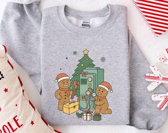 Sudadera navideña de jengibre para HVAC, divertido regalo de Navidad para estudiantes de HVAC, camiseta navideña para técnicos de HVAC, camiseta alegre para sistemas de calefacción y aire acondicionado.