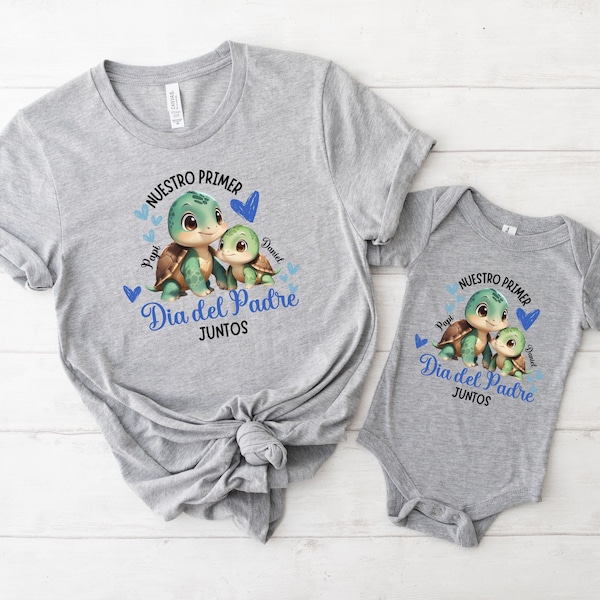 Custom Nuestro Primer Dia Del Padre Juntos Matching Shirt, Regalo Camiseta Personalizada Para Dia del Padre, Spanish Father's Day Gift Tee,