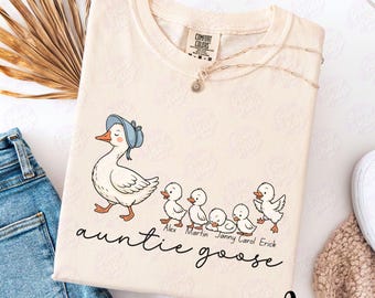 Custom Auntie Goose Comfort Colors® Shirt, Aunt Shirt, Mother's Day Gift, Goose Retro Gift for Auntie Aunt Titi, Auntie Appreciation Tshirt