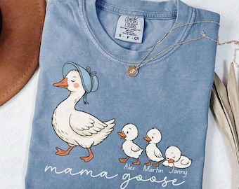 Custom Mama Goose Comfort Colors® Shirt, Mama Shirt, Mother's Day Gift, Goose Retro Gift for Mom Mama Mommy, Mama Mom Appreciation Tshirt