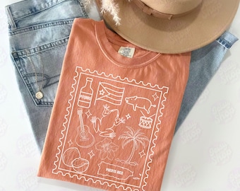 Camiseta con sello Boricua de Puerto Rico, camiseta Hispanic Heritage Comfort Colors®, camiseta para viajes y vacaciones en Puerto Rico, camiseta del Caribe puertorriqueño de PR