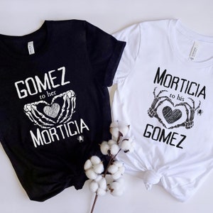 Halloween Couples Shirt, Skeleton Addams Wednesday Matching Halloween Tee Shirt, Halloween Gift for Girlfriend Boyfriend Wednesday Lover,