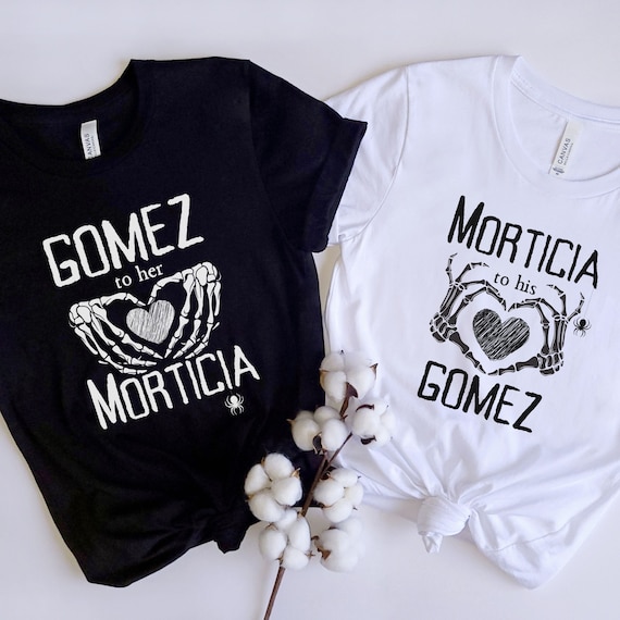 Halloween Couples Shirt, Skeleton Addams Wednesday Matching Halloween Tee Shirt, Halloween Gift for Girlfriend Boyfriend Wednesday Lover,