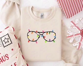 Christmas Optometry Sweatshirt, Christmas Lights Glasses Sweater, Christmas Gift for Ophthalmologist, Optician Student Eye Doctor Xmas tee,