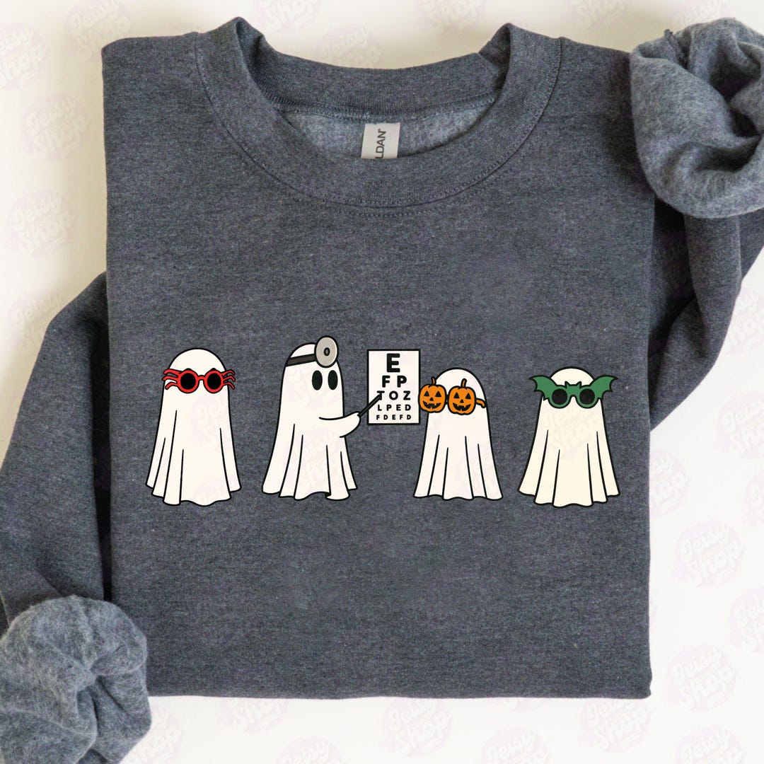 Optometry Halloween Sweatshirt, Optometrist Ghost Boo Vision Center ...