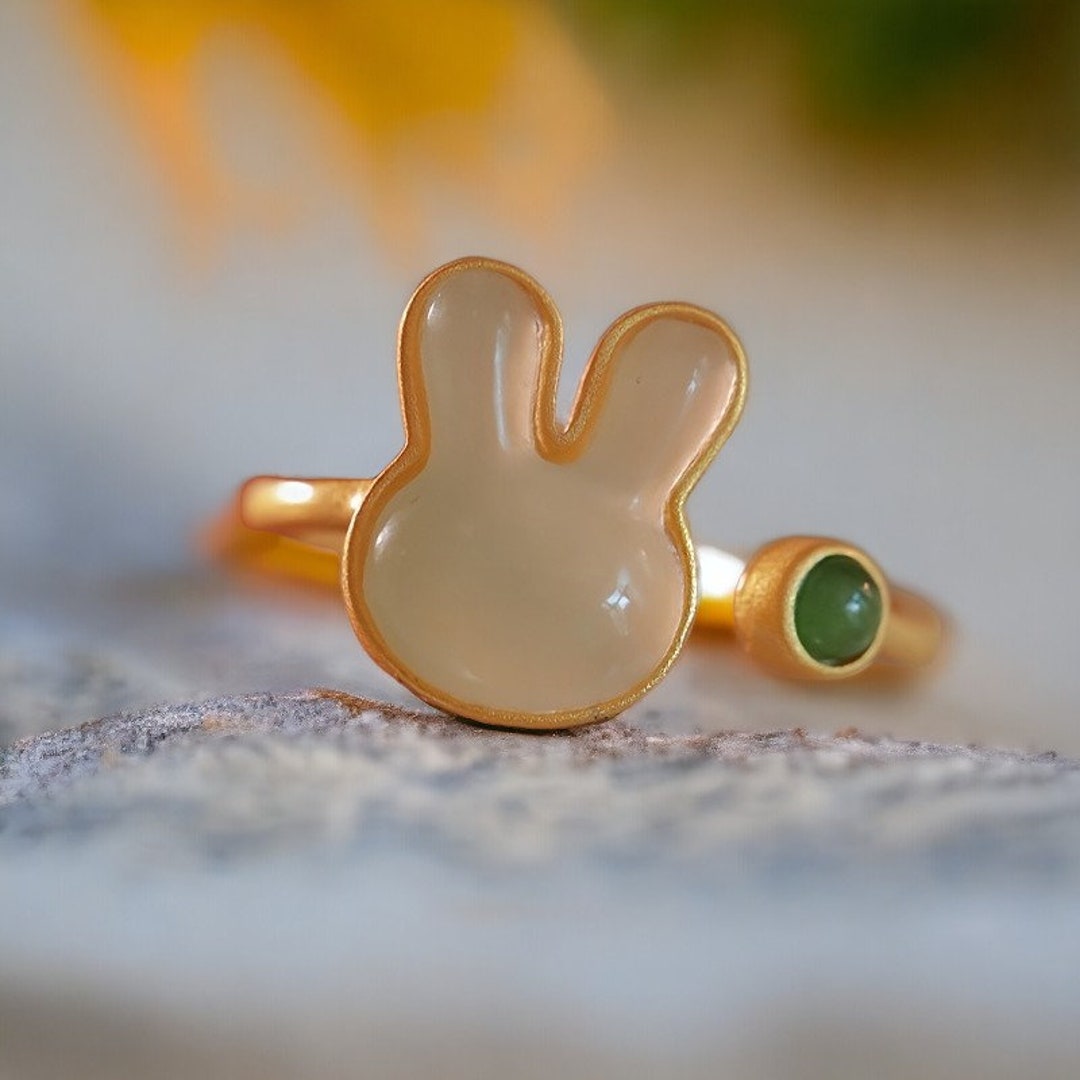 S925 18K Gold Plated Adjustable Rabbit Open Ring Sterling Silver - Etsy