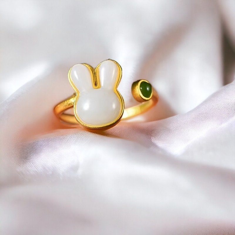 S925 18K Gold Plated Adjustable Rabbit Open Ring Sterling Silver - Etsy