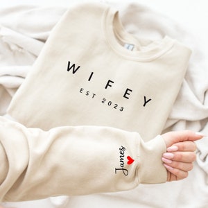 Customized wifey est 2023 sweatshirt, wifey sweatshirt, engagement gift, gift for bride, personalized bridal gift, custom engagement sweater