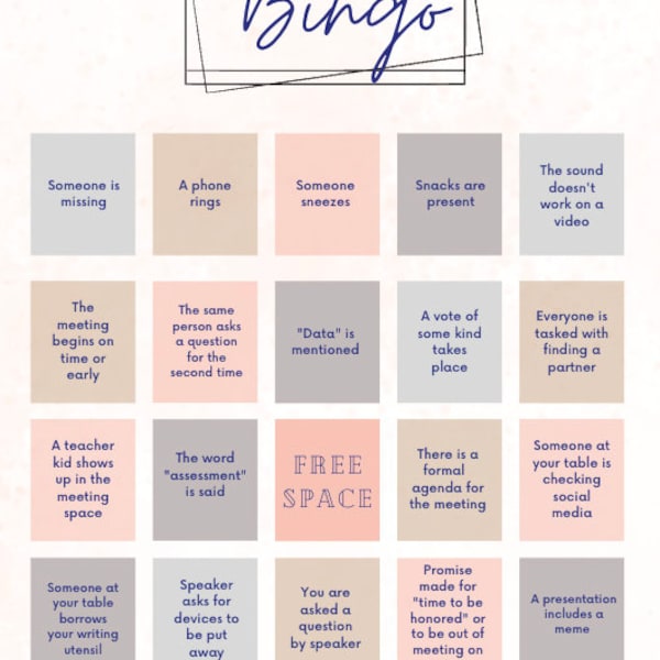 Faculty Meeting Teacher Bingo Cards Printable