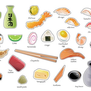 Digital Downloads PNG/SVG Japanese Food art for Stickers on water bottles, laptops, phone cases, SVG for Cricut /Silhouette for shirts.