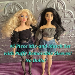 Curvy Girl fashion Outfits Doll 11.5 inch Doll Wardrobe, Clothes For MTM and Hybrids~ NO DOLLS 6pc~ No Shoes Curvy Fashion Doll Shorts