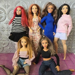 Curvy Fashion Doll Clothes 11.5 in Made-to-move outfits Wardrobe OOAK ~ NO DOLLS 12 pc ~ No Shoes 1/6 Curvy Doll Girl Shorts Pants Sundress