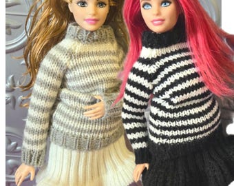 Curvy " Barbi"Fashion 11.5 inch Doll Outfits Clothes with Winter Sweaters for For Made-to-move Hybrids OOAK ~ NO DOLLS 6 pc No Shoes Quality
