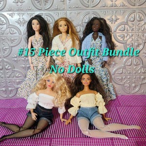 Curvy Fashion Doll Outfits & Clothes for 11.5 inch bundle with#12 pc Wardrobe for Chubby Made-to-move  NO DOLLS  with Shoes 1/6 scale