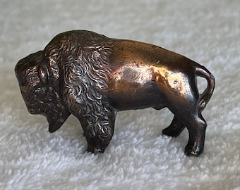 Metal Buffalo Figurine Paperweight Miniature Made In Japan