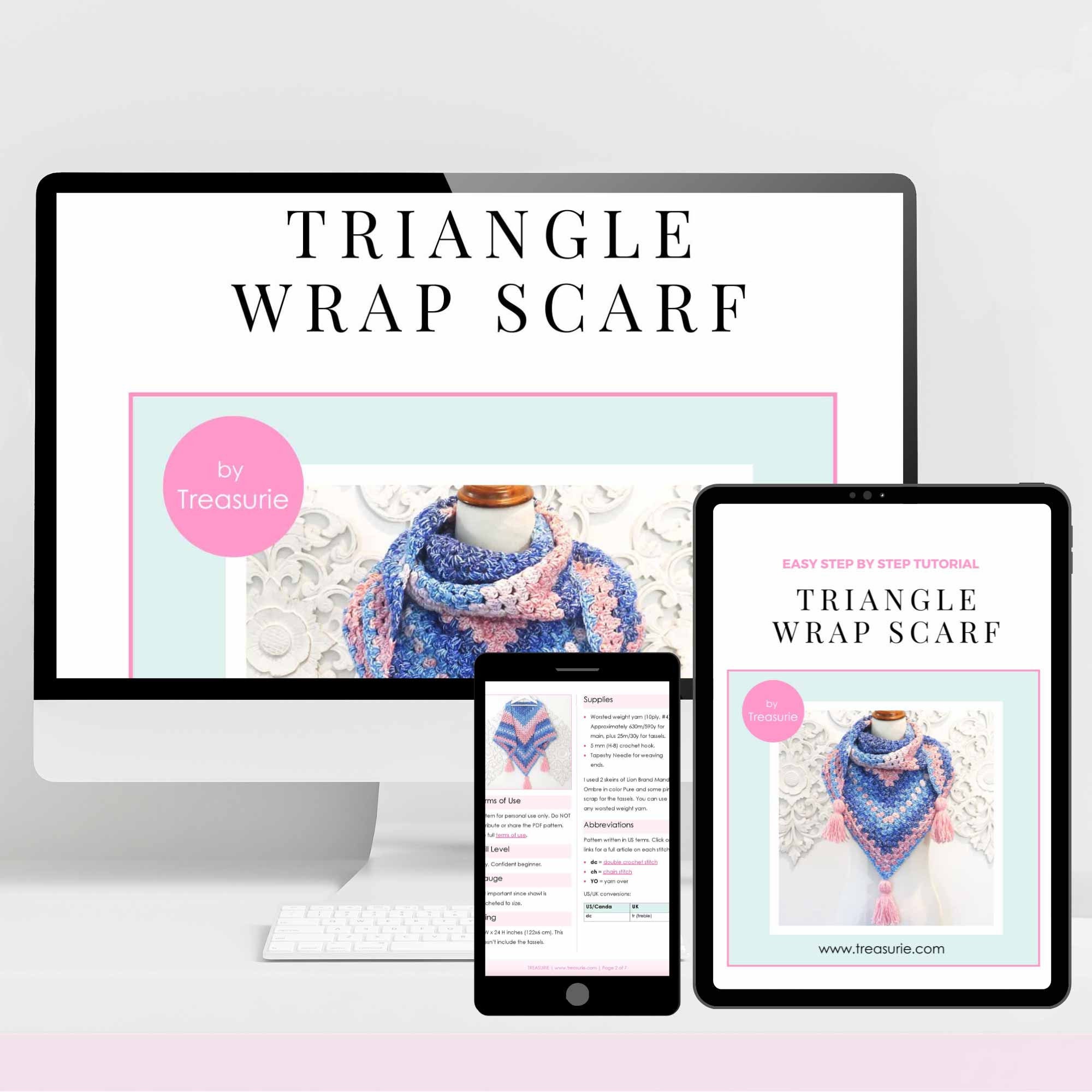 Triangle Crochet Scarf Pattern, Easy Wrap Scarf Crochet Pattern ...