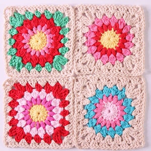 Sunburst Granny Square Pattern, Flower Granny Square, Flower Granny Square Crochet Pattern | PDF DOWNLOAD