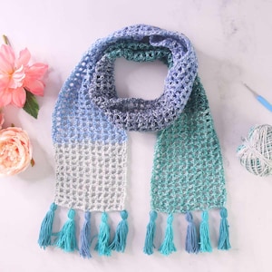 Crochet Scarf Pattern, Easy Scarf Mesh Crochet Pattern, Beginner, Easy | Summer Scarf Pattern | PDF DOWNLOAD