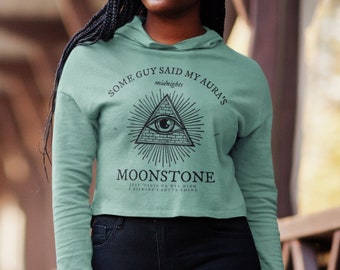 Some Guy Said My Aura's Moonstone from Bejeweled Midnights Women's Cropped Hooded Sweatshirt