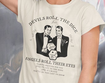 Devils Roll The Dice Angels ponen los ojos en blanco de Cruel Summer Lover Unisex Jersey camiseta de manga corta