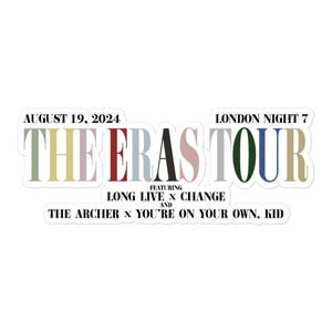 The Eras Tour August 19, 2024 London Night 7 Acoustic Set Souvenir Merchandise Kiss-Cut Stickers