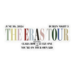 The Eras Tour June 30, 2024 Dublin Night 3 Acoustic Set Souvenir Merchandise Kiss-Cut Stickers