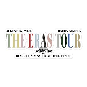 The Eras Tour, 16 août 2024, London Night 5, set acoustique, marchandise souvenir, Stickers Kiss-Cut