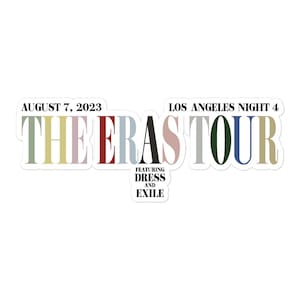 The Eras Tour August 7, 2023 Los Angeles Night 4 Acoustic Set Souvenir Merchandise Kiss-Cut Stickers