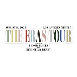 The Eras Tour August 8, 2023 Los Angeles Night 5 Acoustic Set Souvenir Merchandise Kiss-Cut Stickers
