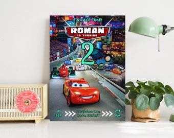 Lightning McQueen Birthday Invitation: Cars Movie Theme (Digital Download)