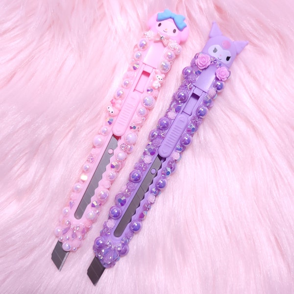 Pink Bedazzled Box Cutter, Cute Rhinestone Kawaii Craft Knife, Exacto Knife, Stationary, utility knife, hobby, diy